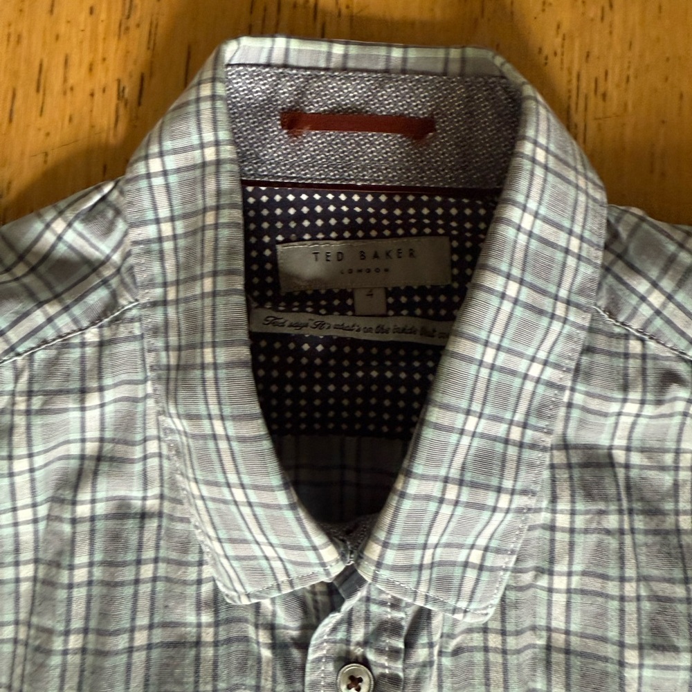 Ted Baker Blue and Gray Plaid Men's Shirt